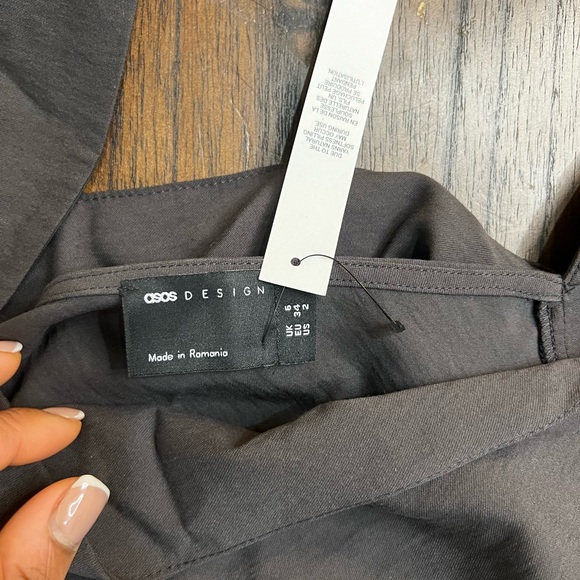 Gray Mini Dress with gathered side hem - Picture 6 of 8